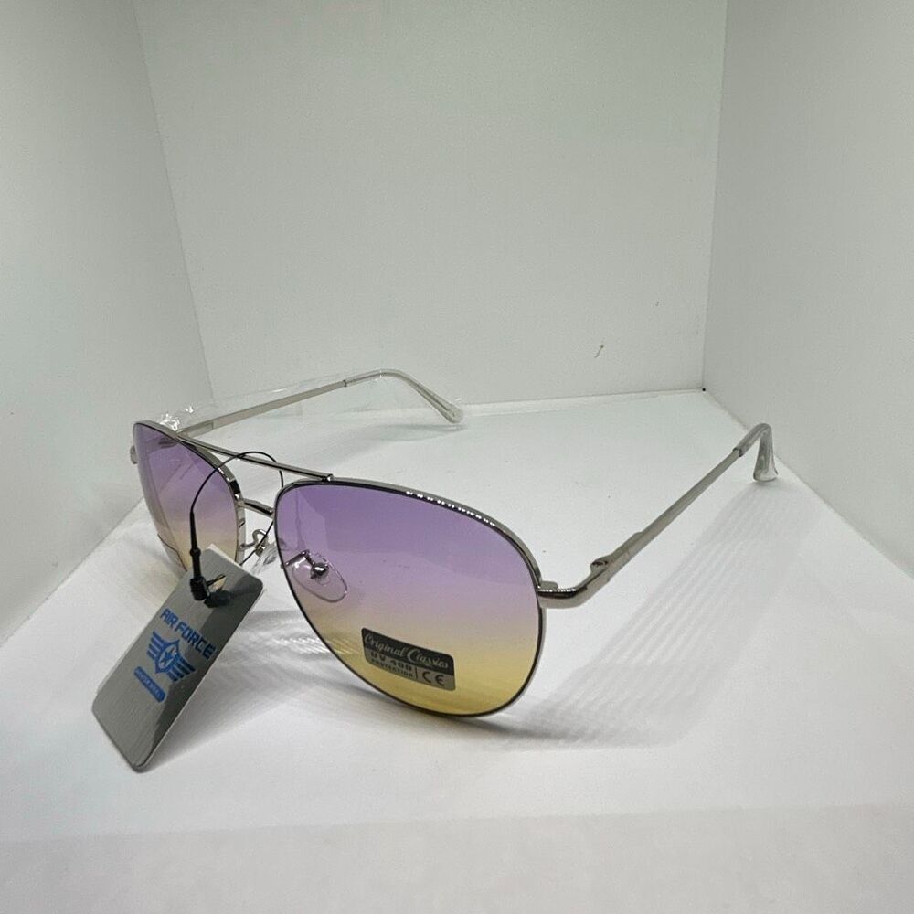 Air Force Aviator Sunglasses Purple Gold Gradient UV400 Classic Style